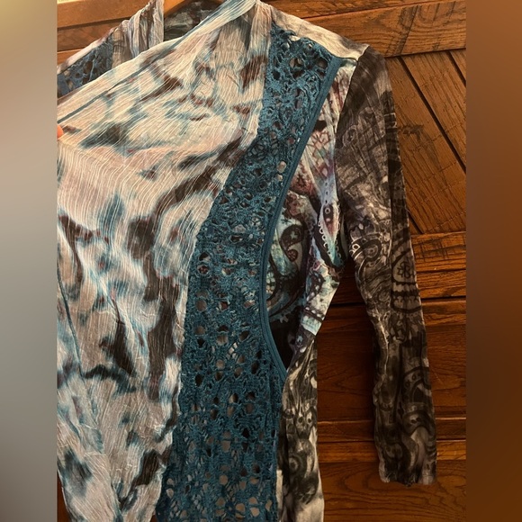 NWT Elysee 26 layered Boho Artsy layered top Crochet Vest Shirt Tunic Top Sz L - Picture 4 of 7